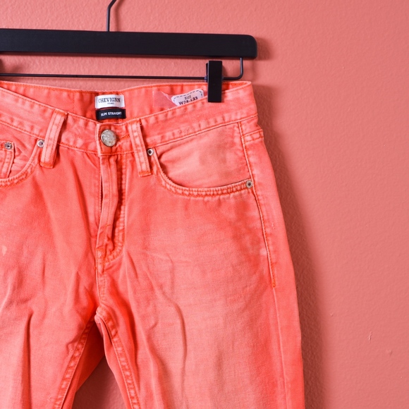 Chevignon Vintage 57 Slim Straight Orange Jean Pan - Picture 3 of 7